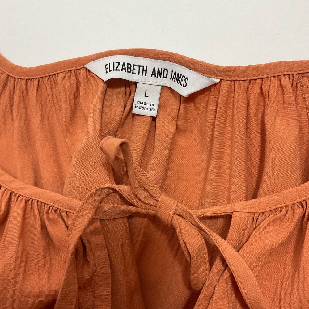 Elizabeth and James Terracotta Peasant Bodice Balloon Sleeves Tiered Maxi Dress - Picture 6 of 8